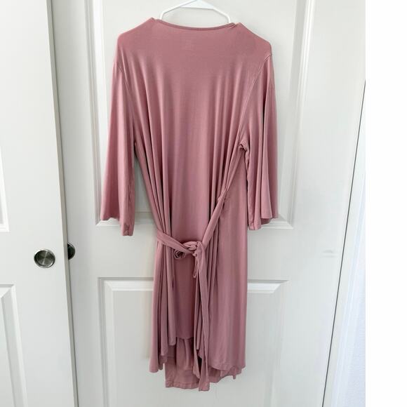 Caden Lane Bamboo Maternity Wrap Style Robe Mauve One Size - Picture 2 of 4